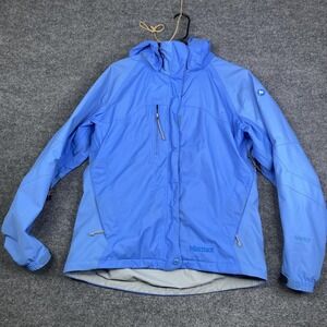 Marmot Jacket Womens Medium Blue Gore-Tex Hooded Waterproof Rain Shell Ski